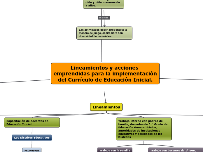 Lineamientos y acciones emprendidas para la implementación del Currículo de Educación Inicial.