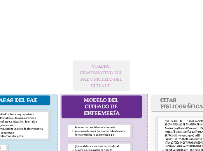 CUADRO COMPARATIVO DEL PAE Y MODELO DEL CUIDADO. 