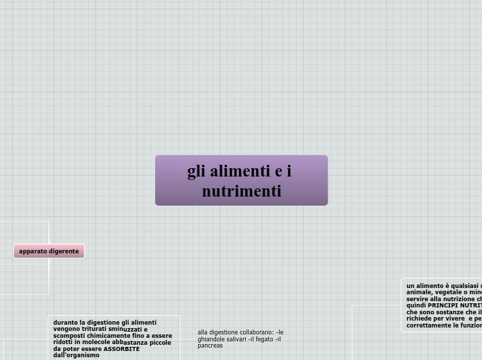 mappa sul nutrimento e sulla digestione