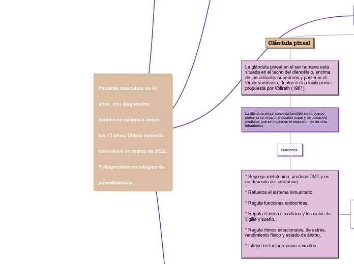 Paciente masculino de 43 años, con diagnostico medico de epilepsia desde los 13 años, Ultimo episodio convulsivo en marzo de 2022. Y diagnostico oncológico de pineoblastoma. 