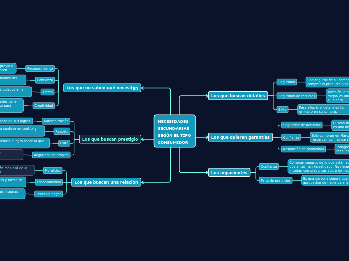 NECESIDADES SECUNDARIAS SEGÚN EL TIPO CONSUMIDOR
