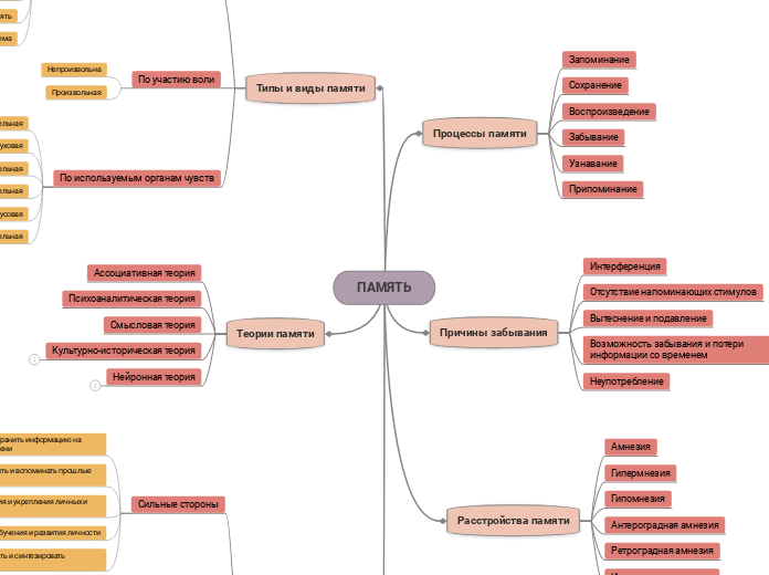 ПАМЯТЬ - Мыслительная карта