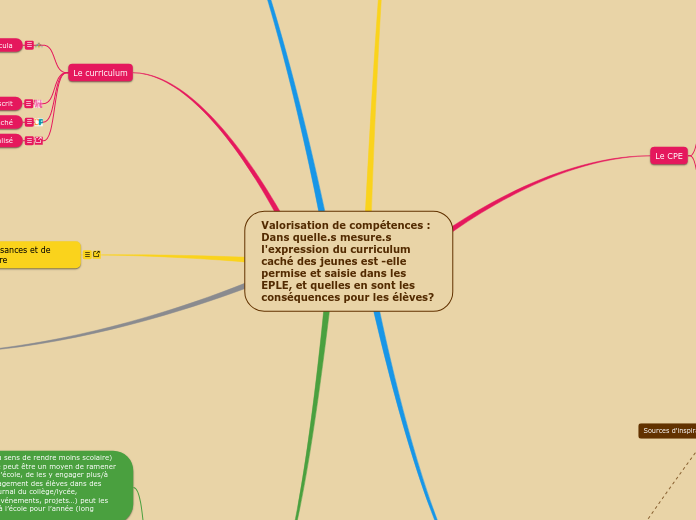 Valorisation de compétences : Dans quelle.s mesure.s l'expression du curriculum caché des jeunes est -elle permise et saisie dans les EPLE, et quelles en sont les conséquences pour les élèves?