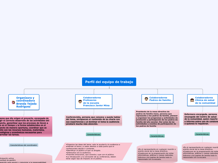 Perfil del equipo de trabajo - Mapa Mental